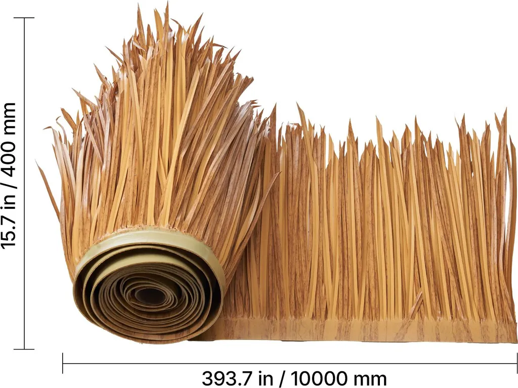 SucceBuy Tetto di paglia artificiale, 1000x40 cm, stile messicano, rotolo di tetto in PE, tetto di palma, aspetto tetto di paglia, adatto per terrazza, piscina, spiaggia, padiglione e decorazione di feste hawaiane - 8