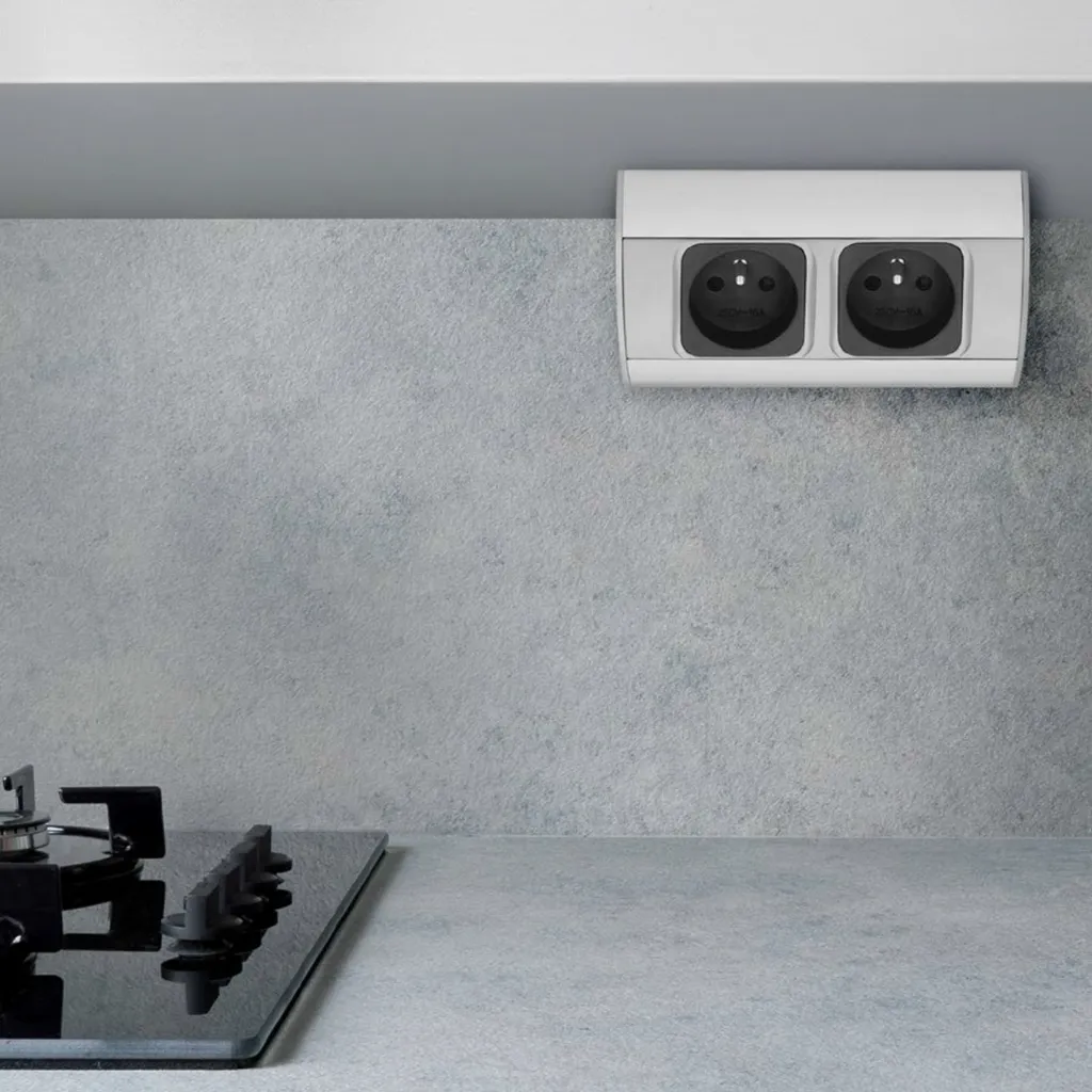 Multipresa Alluminio 2 Posti Nero Argento - Ciabatta Design 16A
