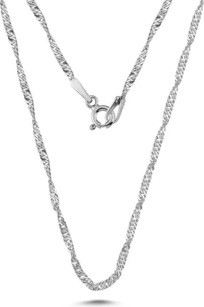 Chaîne Singapour en argent véritable 45 cm, bijou maille torsadée