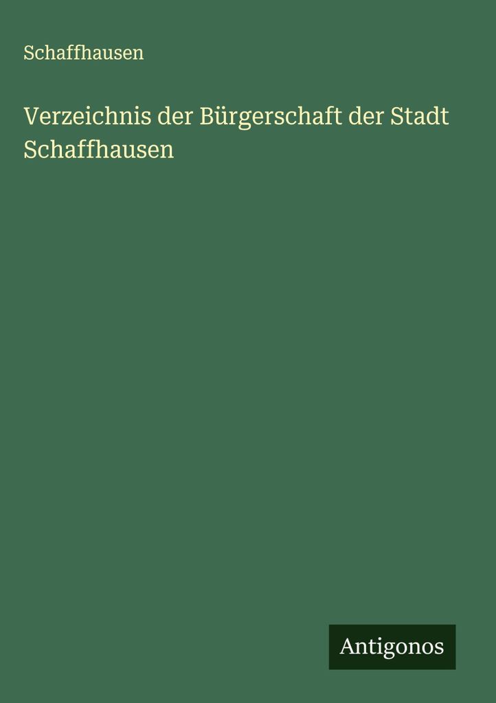 Verzeichnis der Bürgerschaft der Stadt Schaffhausen