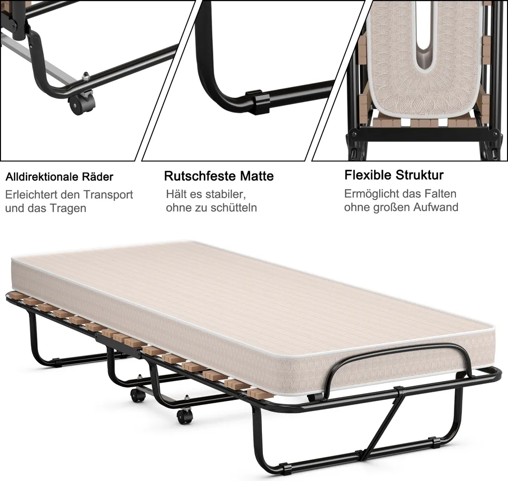 Lit d'appoint pliant 80x190cm : la solution gain de place pour invités - 5
