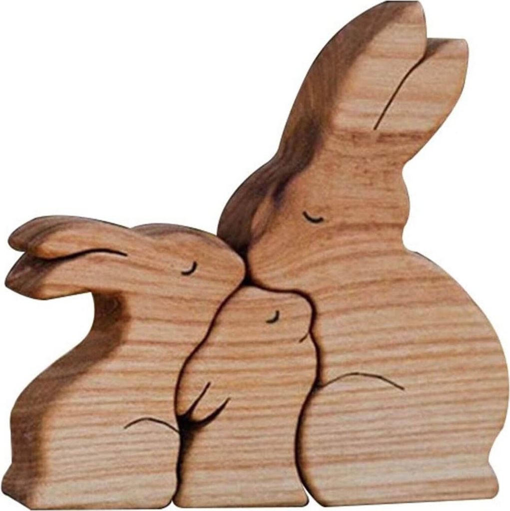 3pcs/set Holzstatue niedliche leichte leichte haltbare Muttertagsgeschenke Tierform Skulptur Ornament für Zuhause-2
