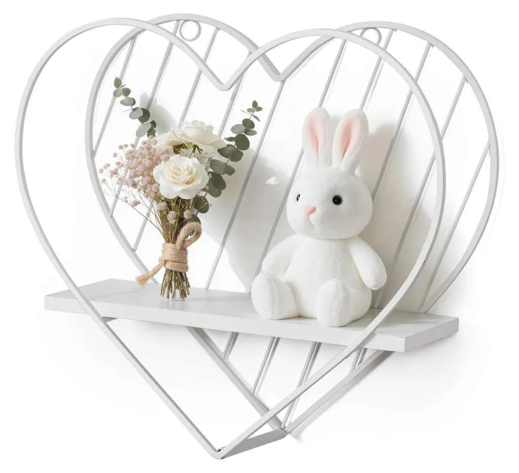 Étagère murale enfant en forme de cœur, déco chambre et salle de bain