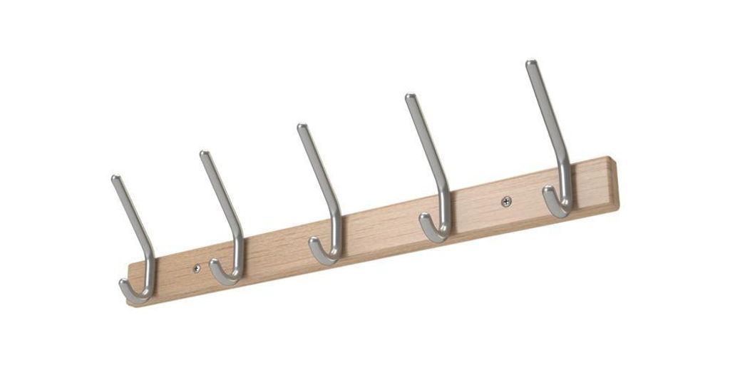 Wandgarderobe Holzprofil Buche 5 Hut-/5 Mantelh.L.700mm Hakenabstand 150mm