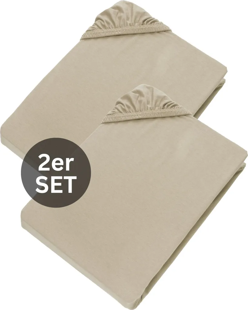Lenzuola Matrimoniali Beige SCHÖNER WOHNEN 150x200 - Set 2 Pezzi