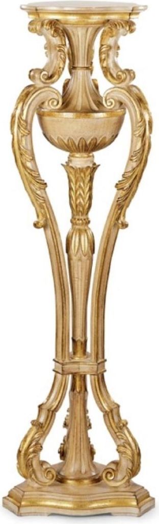 Casa Padrino Luxus Barock Säule Creme / Gold - Prunkvolle Massivholz Deko Säule - Hotel Möbel - Schloss Möbel - Luxus Qualität - Italy