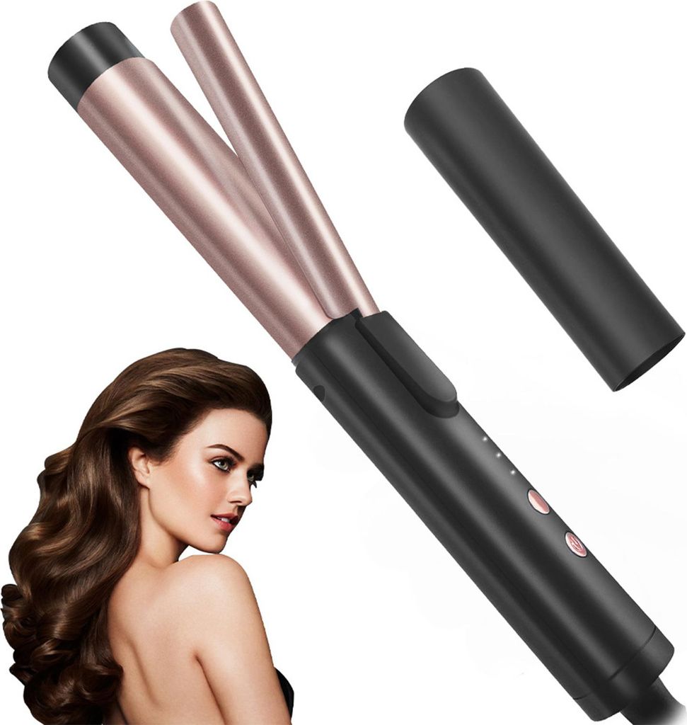 Elektrischer Lockenstab, 25 mm, tragbarer Lockenwickler, einstellbare Temperatur, Haarstyling-Werkzeug mit hitzebeständiger Hülle, 360° drehbare...