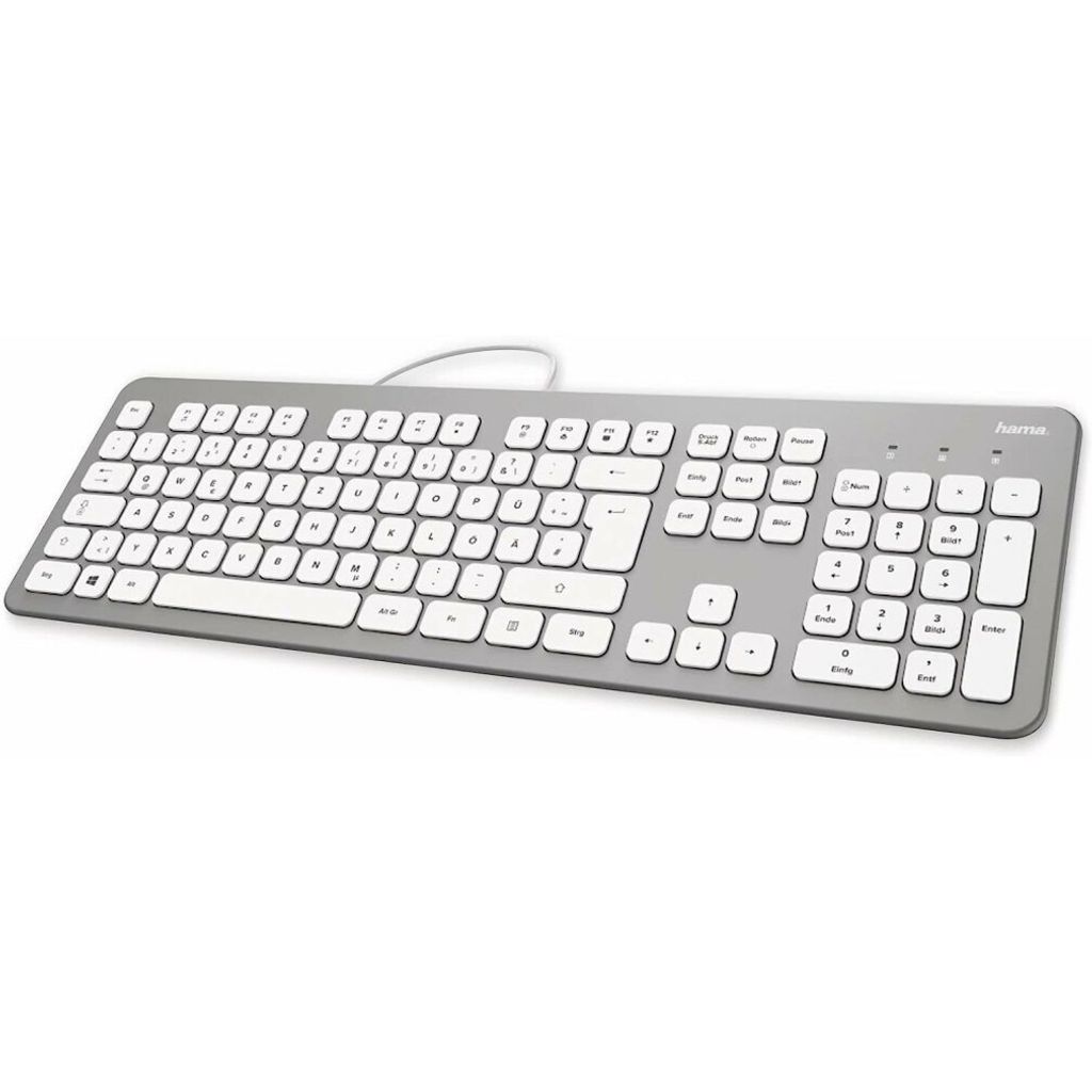 hama KC-700 klávesnica drôtová strieborná, biela Obrázok produktu 