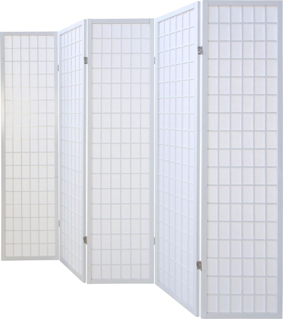 5 Panneaux Shoji Paravent Japonais Bois Blanc Séparateur de Image du produit 