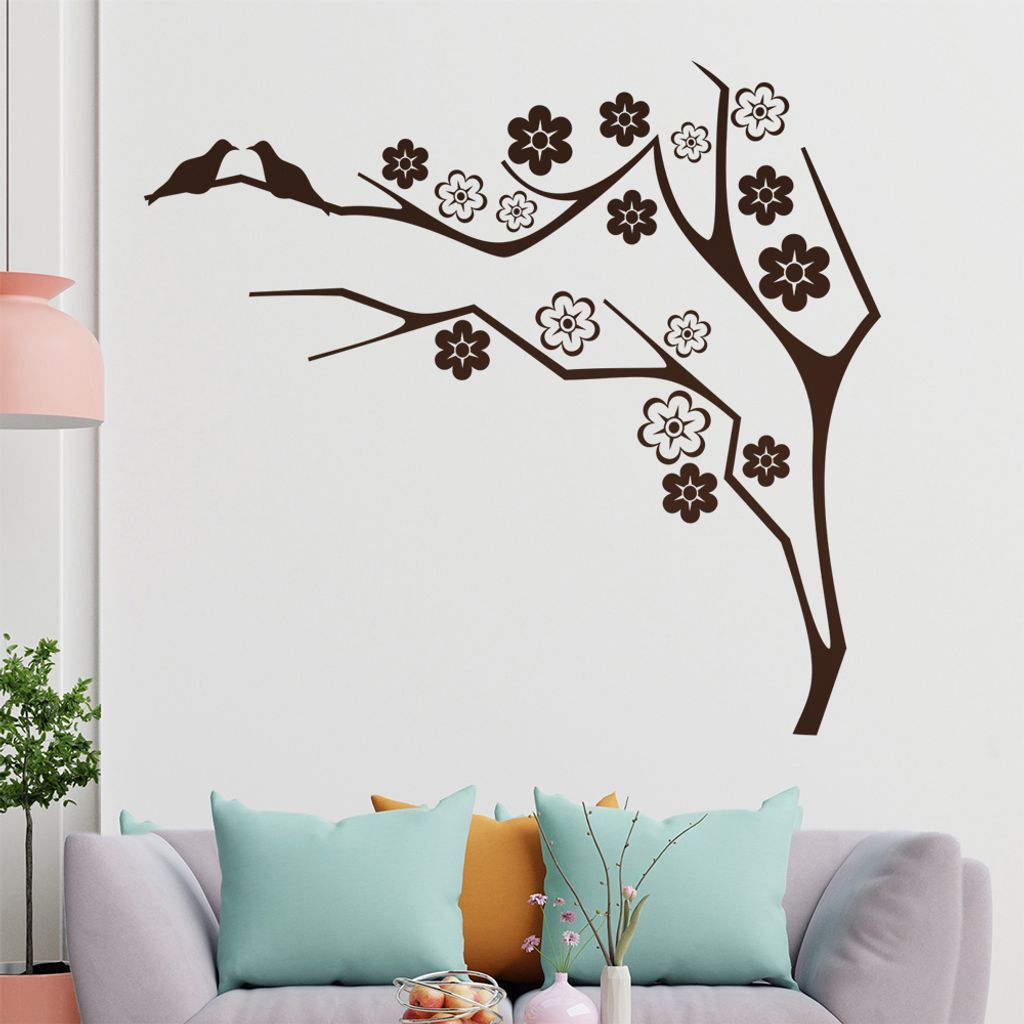 Zwei Vögel auf dem Ast Wandtattoo in 6 Größen - Wandaufkleber Wall Sticker - Dekoration, Küche, Wohnzimmer, Schlafzimmer, Badezimmer