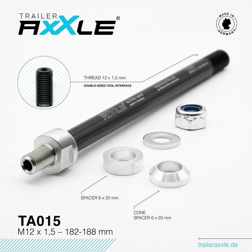 RADOXX Trailer AxXle TA015 Steckachse M12x1,5 182-188mm - Made i...