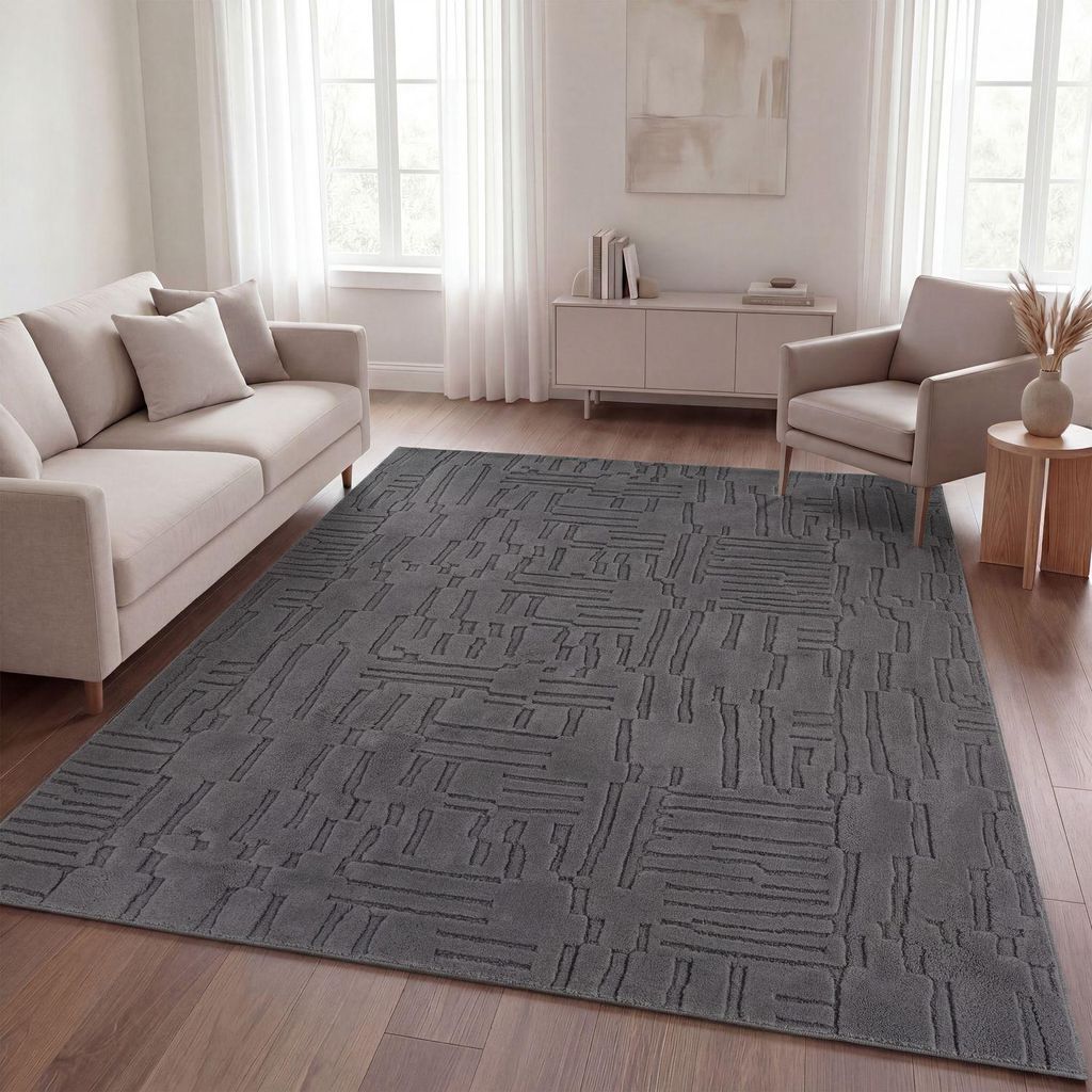 TT Home Wohnzimmer Teppich Schlafzimmer Hochflor Waschbar Skandinavisches Design Geometrisch Abstrakt Boho Stil Einfarbig 3D Größe 80x150 cm