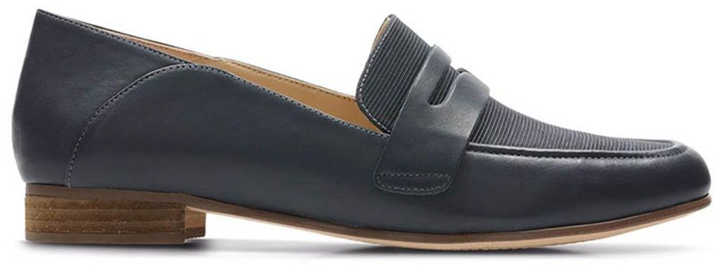 CLARKS Women's Pure Iris marineblau Leder Mokassins 37