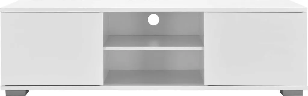 Armoire TV Seattle pour salon moderne - Meuble multimédia blanc 120x40cm