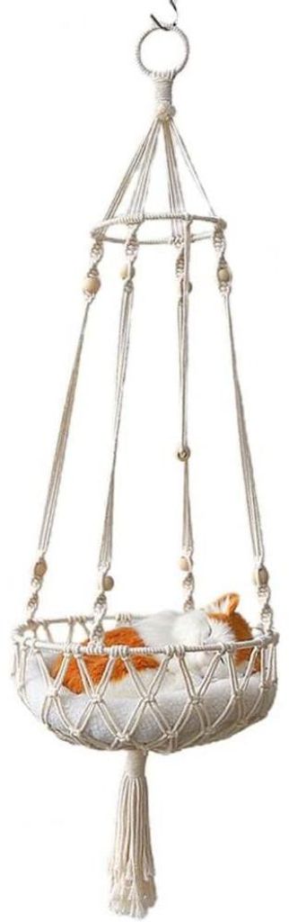 Hängematte mit Quasten, Makramee, handgewebter Katzenkorb, Katzenschaukel, Katzenhaus für drinnen, Fenster