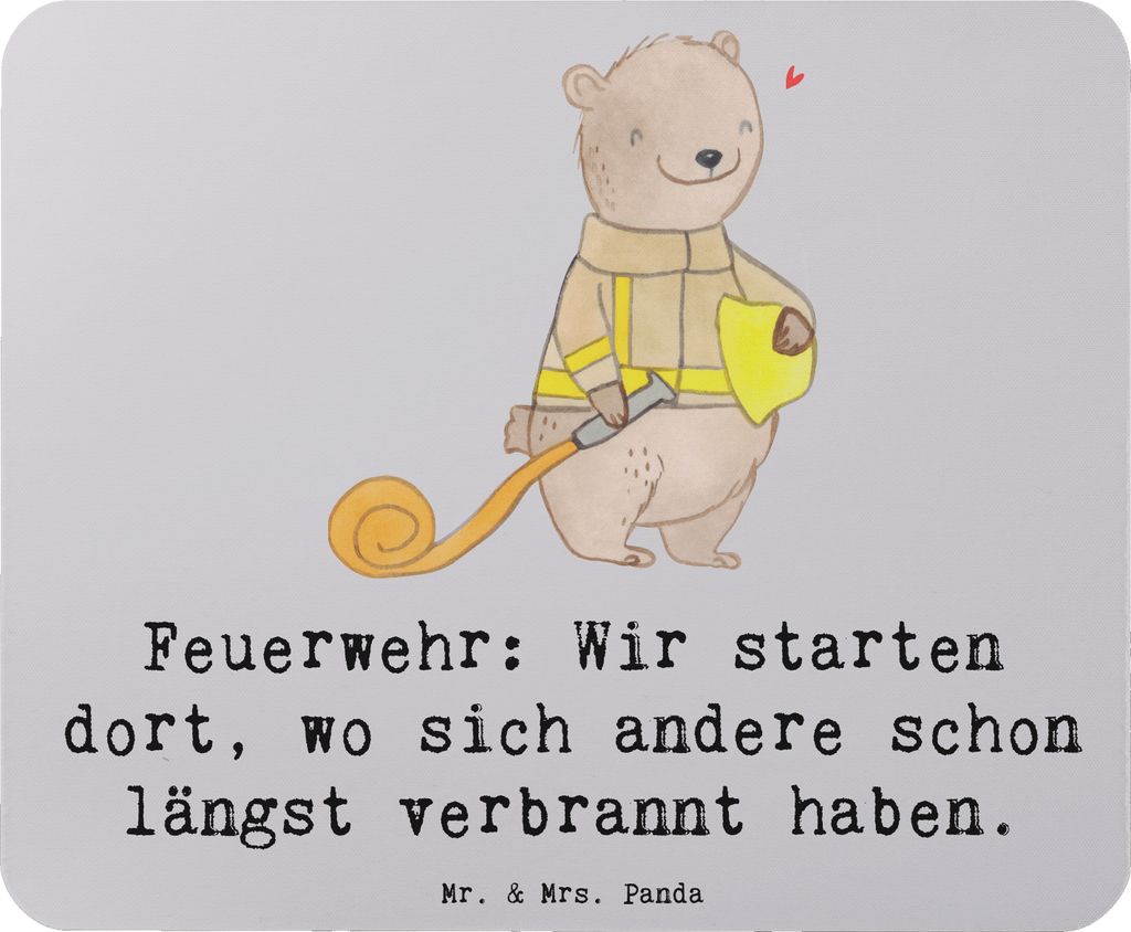 Mr. & Mrs. Panda Mouse Pad Feuerwehrmann Helden - Grau Pastell - Geschenk, Berufsgestaltung, mousematte, Beruf, Berufe, Berufspassion, Mousepad, ma...