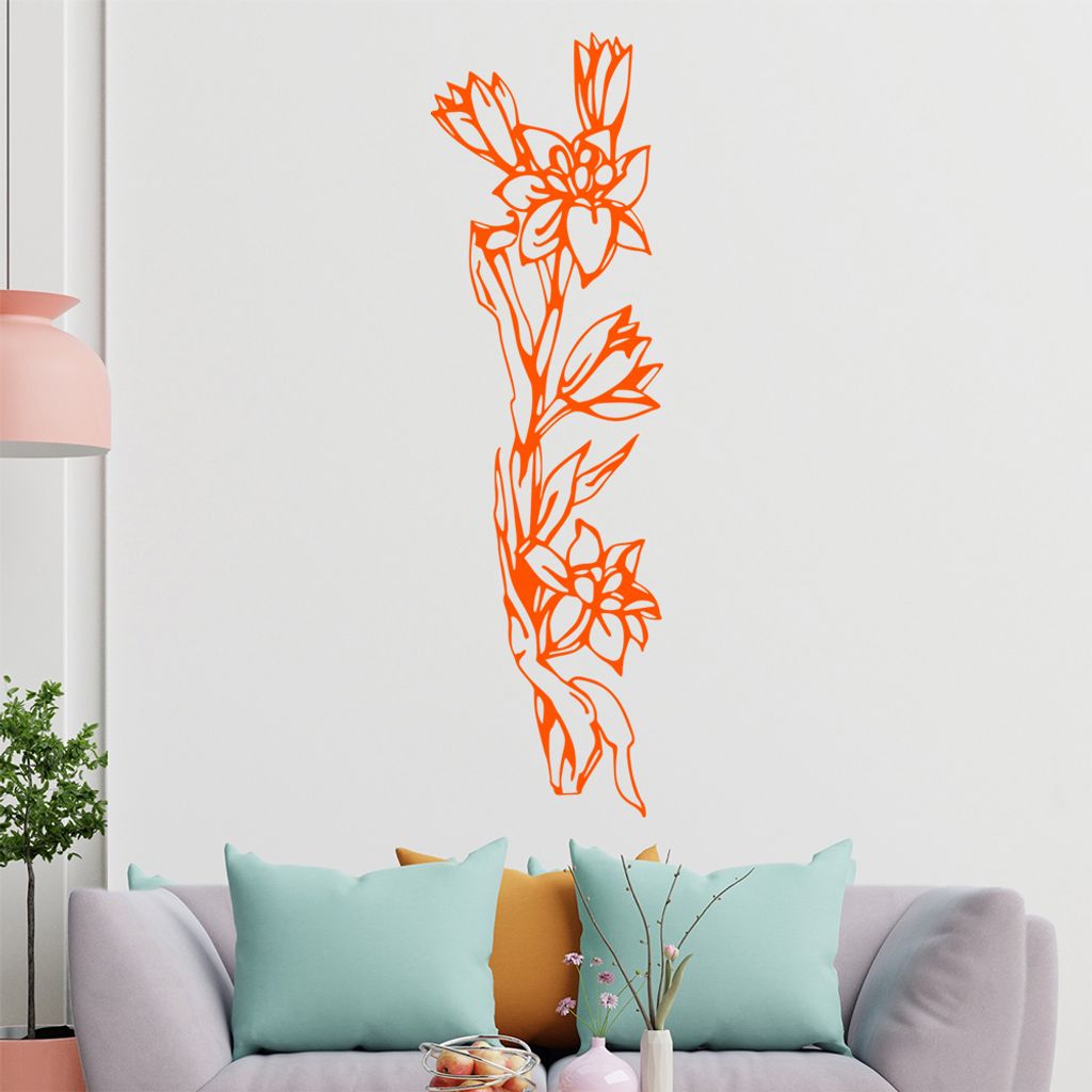 Blumen - Ranken Wandtattoo in 6 Größen - Wandaufkleber Wall Sticker - Dekoration, Küche, Wohnzimmer, Schlafzimmer, Badezimmer