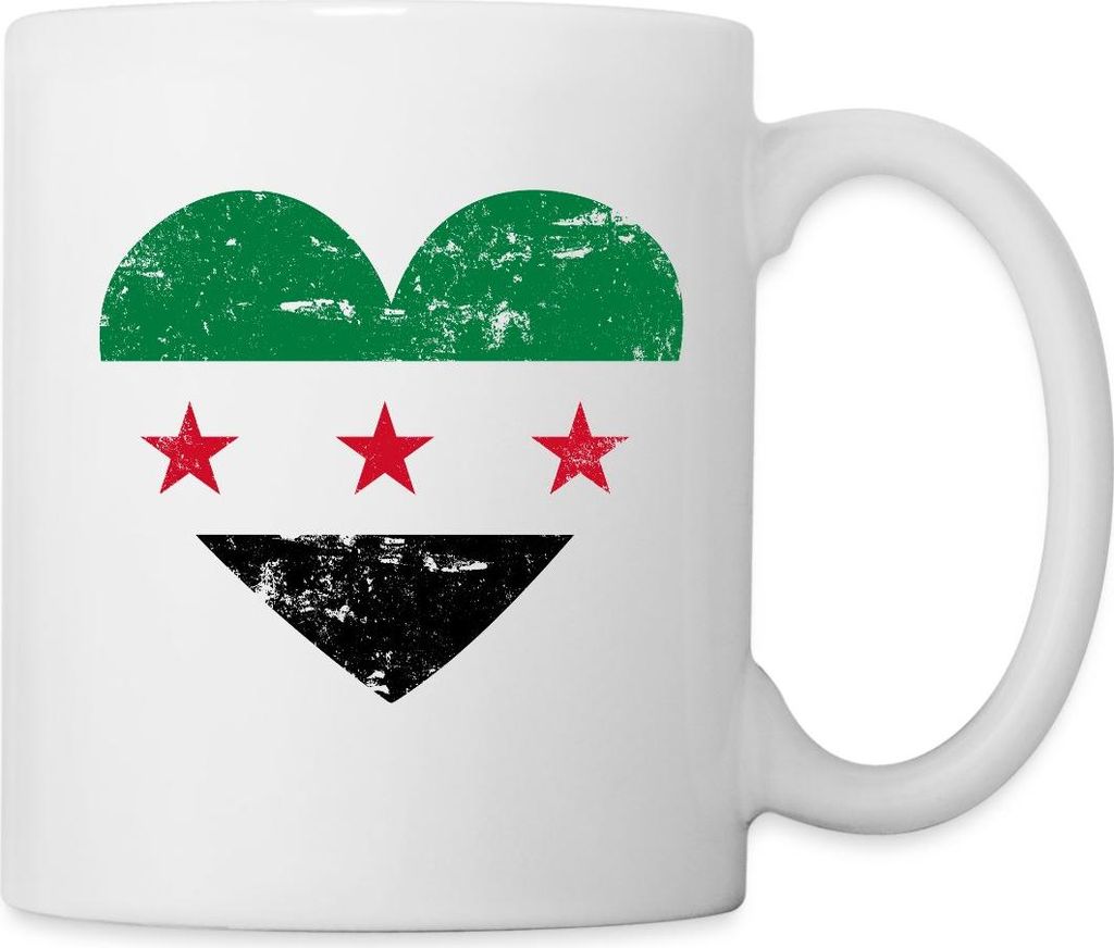 Spreadshirt Syrien Flagge in Herz Flaggenherz Tasse, One size, Weiß