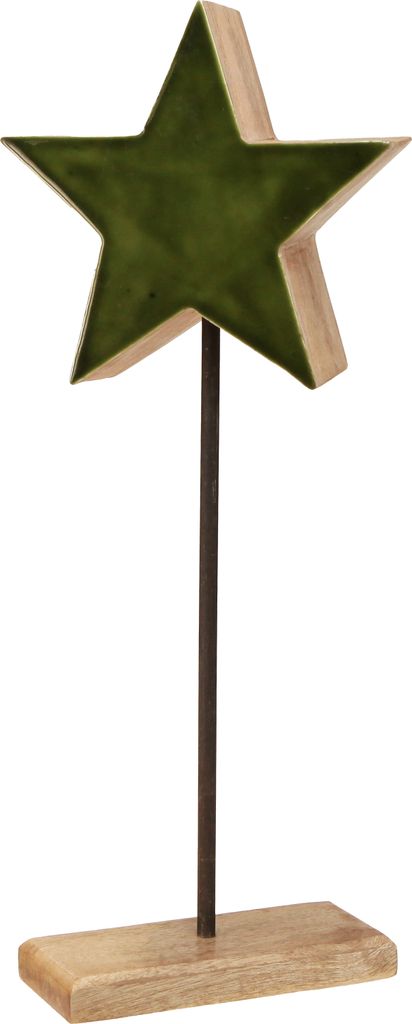 Holzdeko Stern auf Standfuß Weihnachten Grün Braun 20x9,5x50cm – Stilvolle Festtagsdeko
