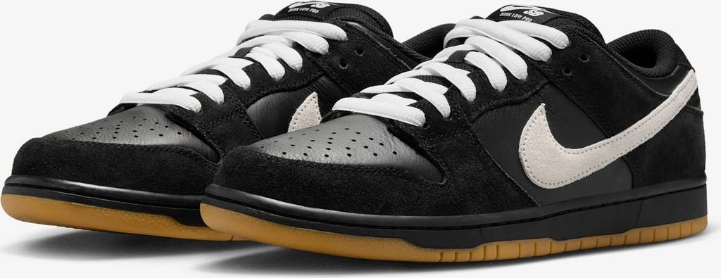 Nike SB Dunk Low Pro "Black White Gum" Schwarz/Weiß, Größe: 38