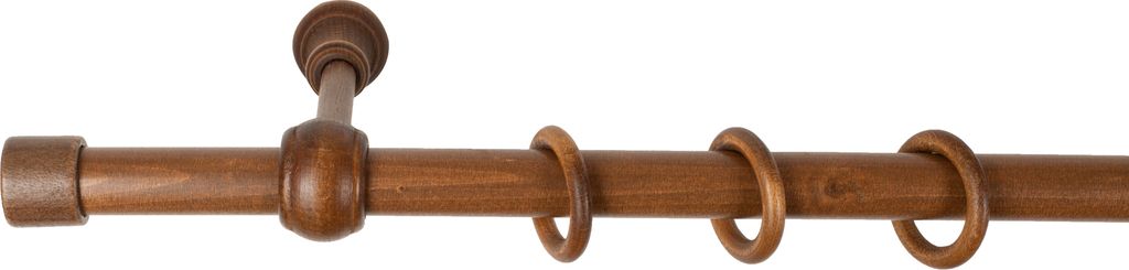 SN Deco - Stilgarnitur Gardinenstange Vorhangstange Cafiro, Holz, 28 mm, 1-Lauf, Komplettset mit Ringen, Farbe Walnuss, 320 cm (2x160 cm)