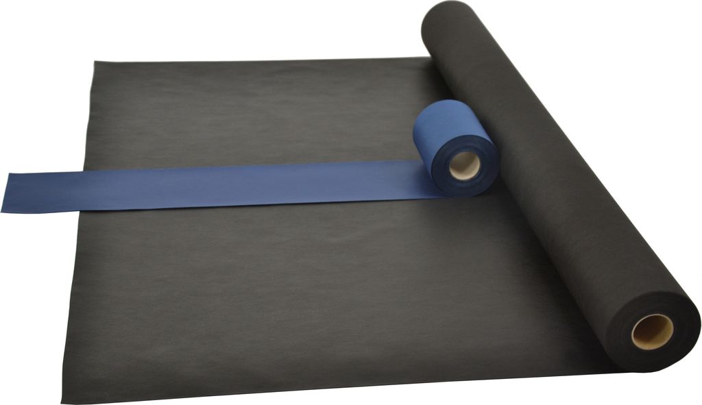 Sensalux Kombi-Set 1 Tischdeckenrolle 1m x 25m schwarz + Tischläufer 15cm blau