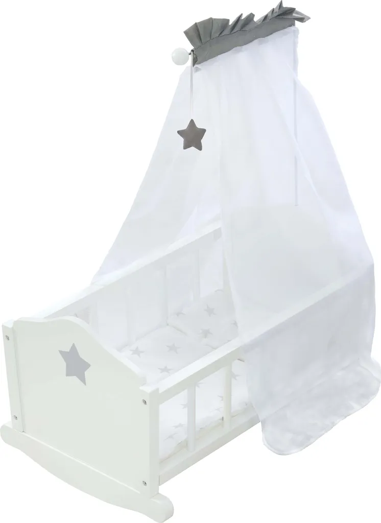 Petit lit de poupée à baldaquin Stella roba blanc pour chambre enfant