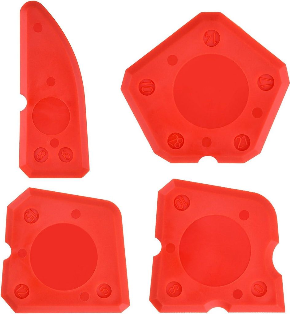 4-teiliges Silikon-Dichtungswerkzeug-Set, Fugenglätter-Set für Silikon-Dichtungsfugenversiegelung, Endbearbeitung (rot)