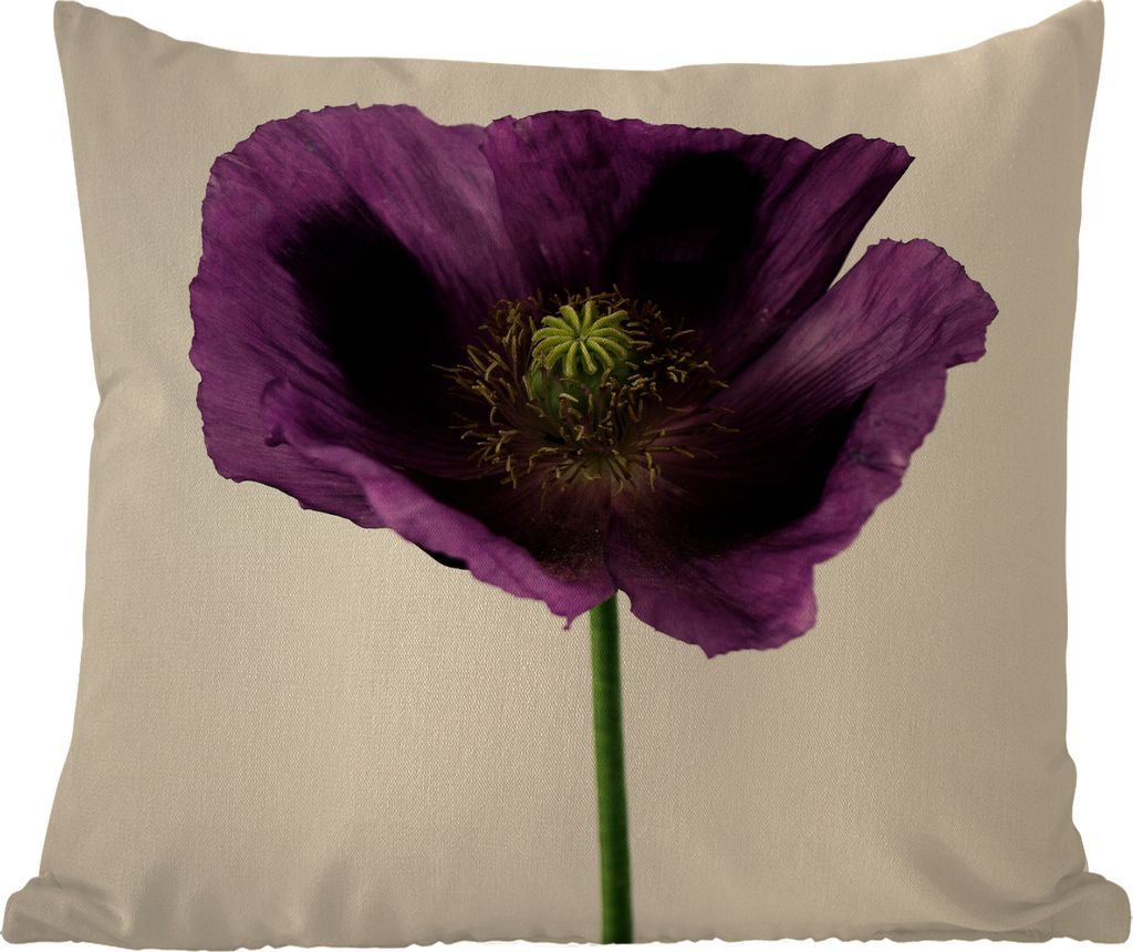 MuchoWow Outdoor Kissen - Nahaufnahme eines violetten Mohns - 40x40 cm - Wetterfest - Lounge Kissen - Kopfkissen - Interieur - Polster mit Bild