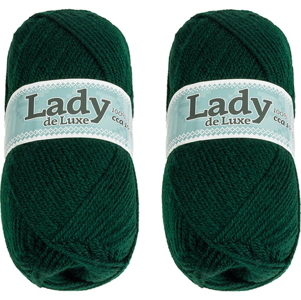 SET 2pcs - Garn LADY DE LUXE - 100g / 238 m - Dunkelgrün