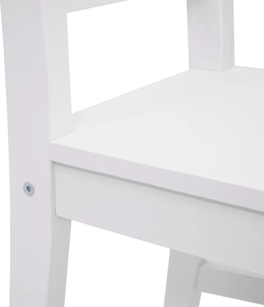 Coin repas robuste en bois massif blanc : set de table et chaises 110cm