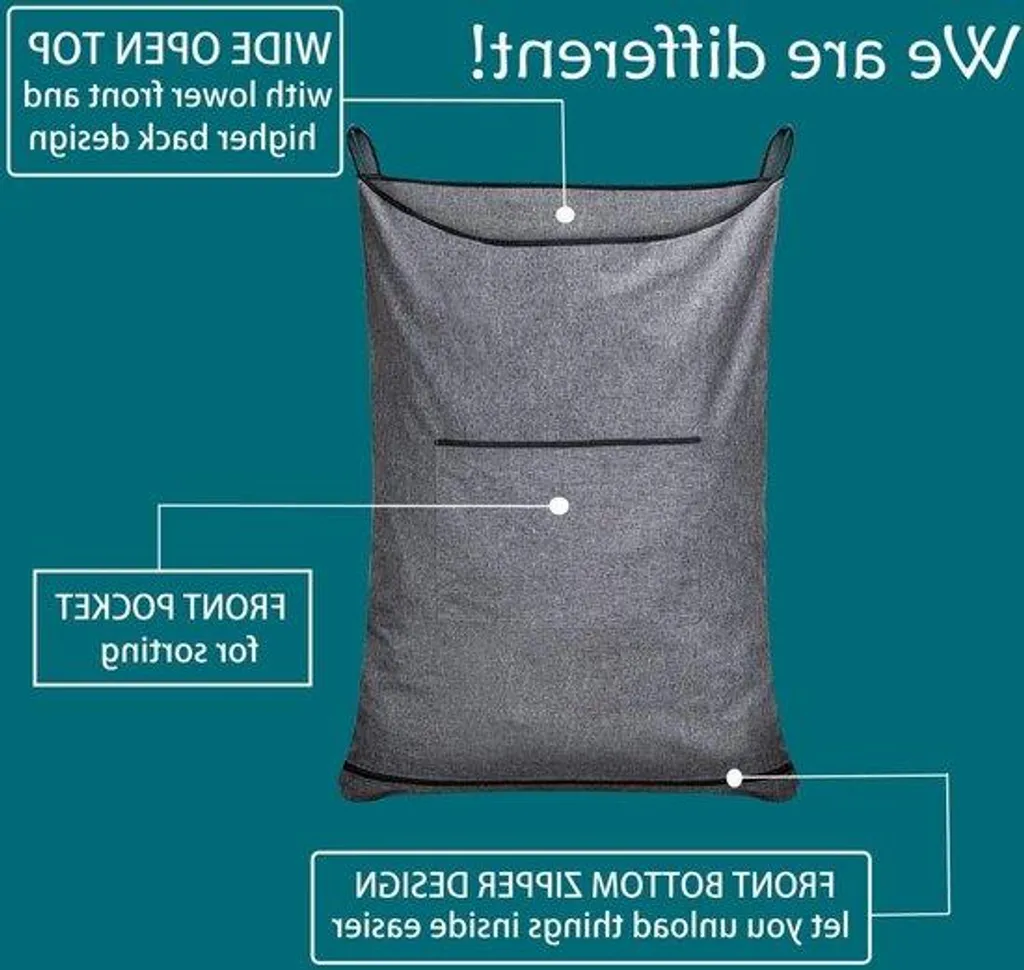 Panier à linge de porte gain de place lot de 2 - Tissu résistant gris XL