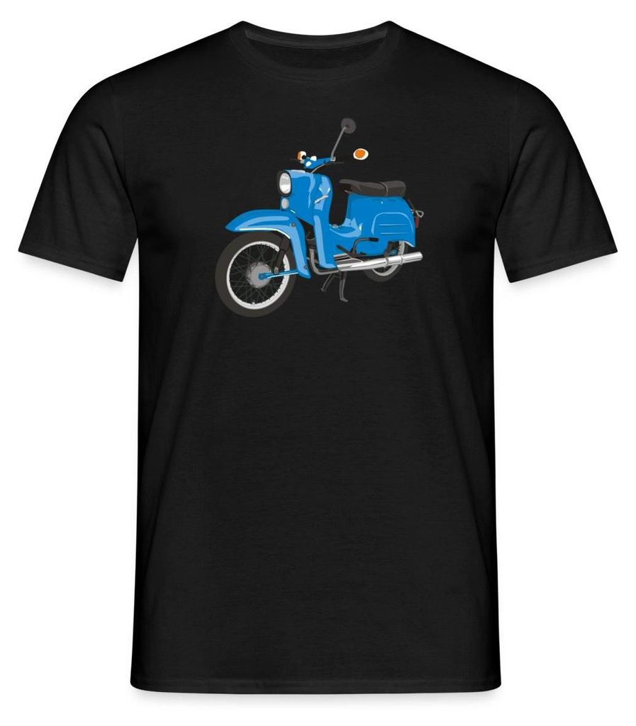 Spreadshirt Vintage Himmelblaue Simson Schwalbe Moped Männer T-Shirt, 4XL, Schwarz