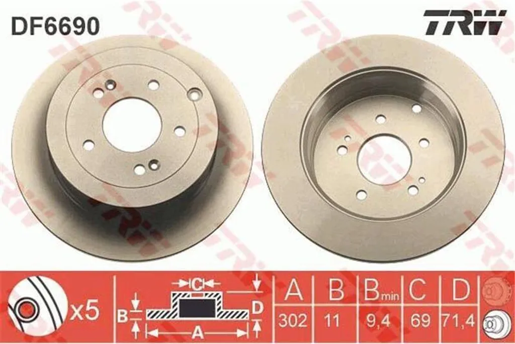 Paire de Disques de Frein Ventilés pour Hyundai Santa Fé II 302mm
