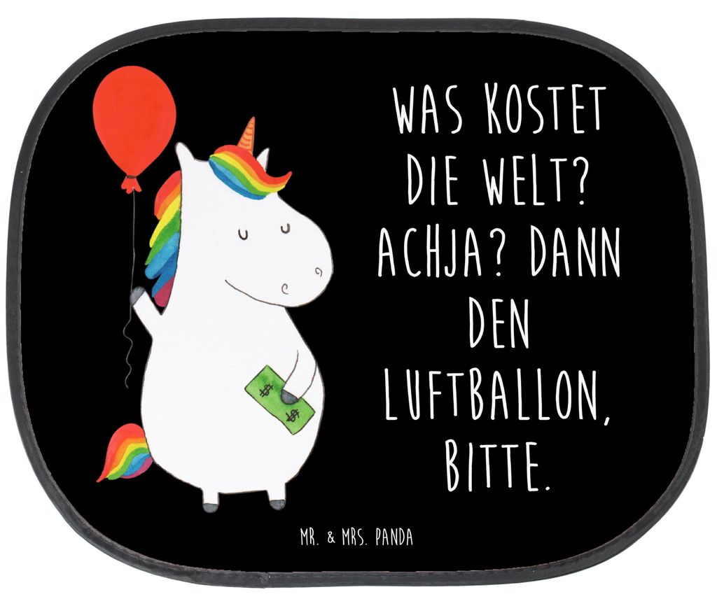Mr. & Mrs. Panda Hitzeschutz Auto Einhorn Luftballon - Schwarz - Geschenk, Freude, Sonnenschutz, Pkw, Autosonnenschutz, Sonnenblende, Freundin, Gel...
