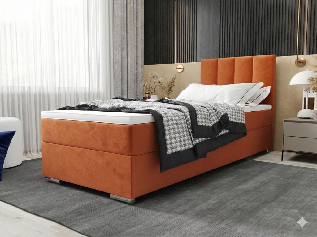 BEDANTE Boxbett ZILANO 2 80x200 Itaka 1 Bett Rechts Öffnung Bett Bettkasten Einzellbett Hotelbett Topper Matratze Schlafzimmer Stauraum