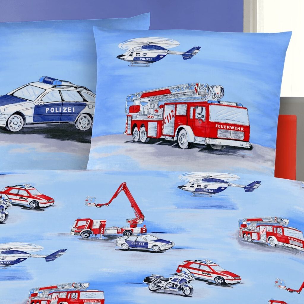Polizei & Feuerwehr Bettwäsche 80x80 + 135x200 cm · Produktbild 3