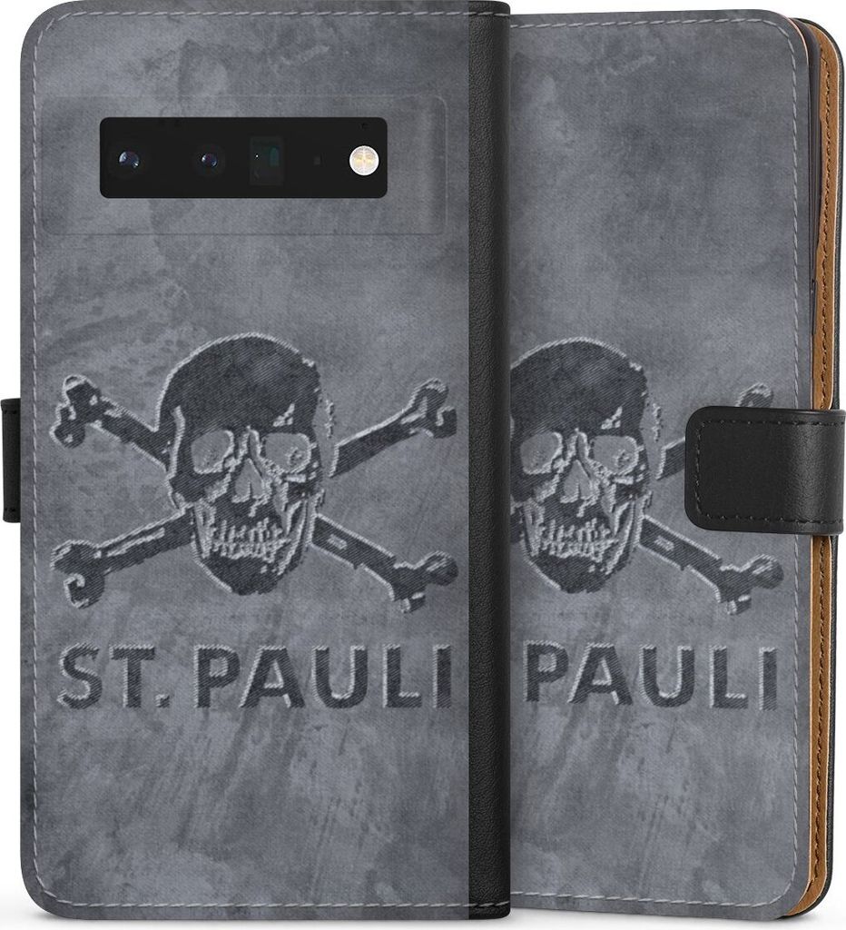 DeinDesign Klapphülle für Google Pixel 6 Pro Handytasche Lederhülle Tasche Beton FC St. Pauli Logo