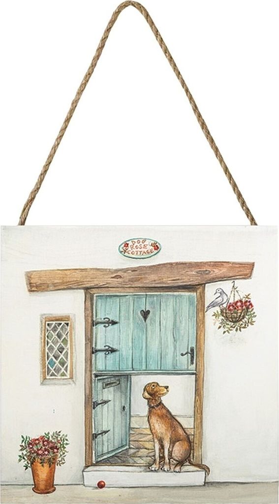 Joe Ramm - Tafel "Dog Rose", aus Holz, Cottage PM2630 (Einheitsgröße) (Braun/Blau)