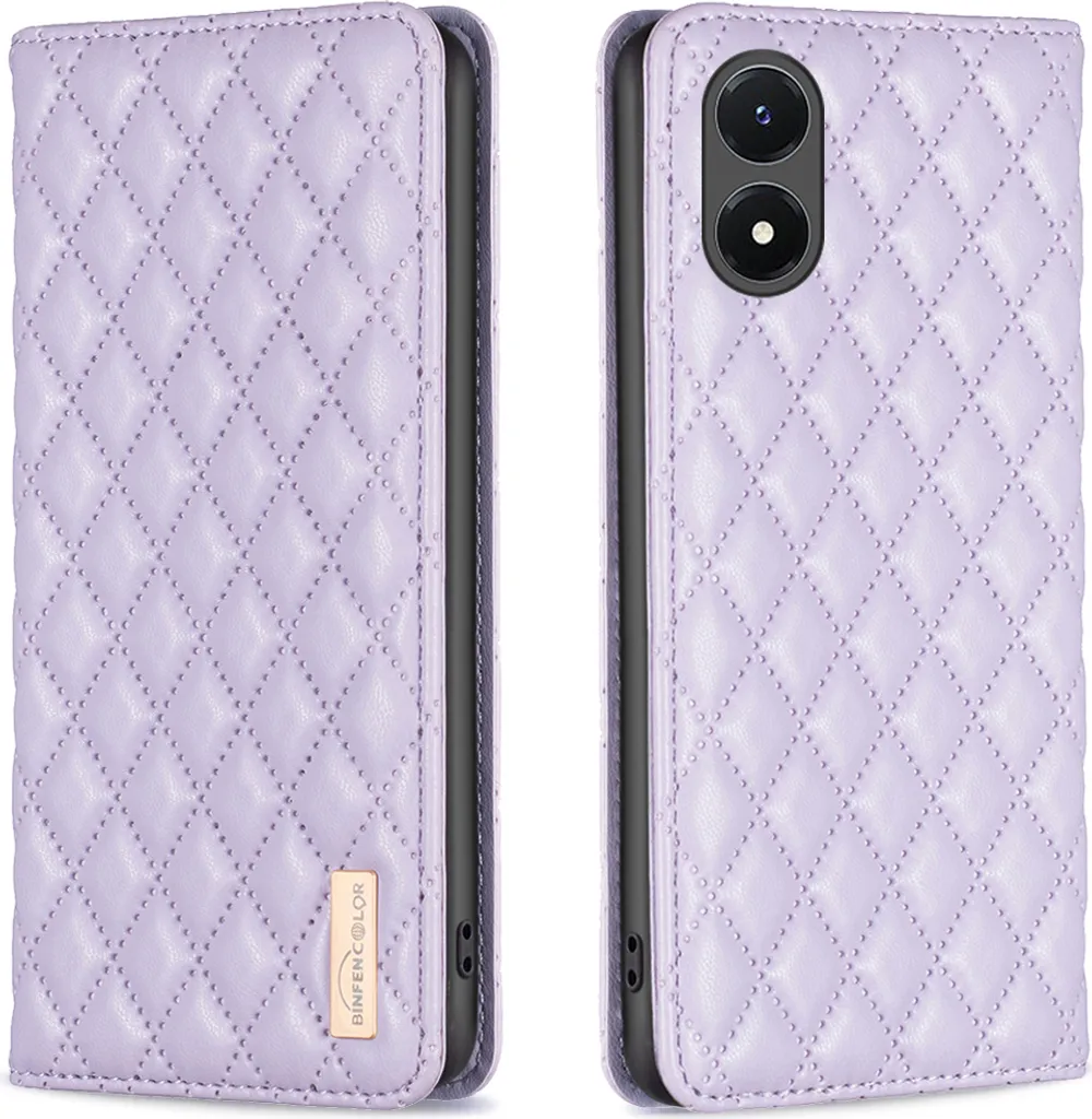 Cover VIVO Y02S Viola Chic: Custodia Pelle con Slot Carte e Funzione Video