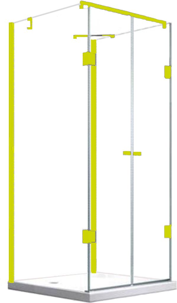 BuyLando Emma 90x90x90 cm H:180 cm U-Form Duschkabine Gold Beschläge