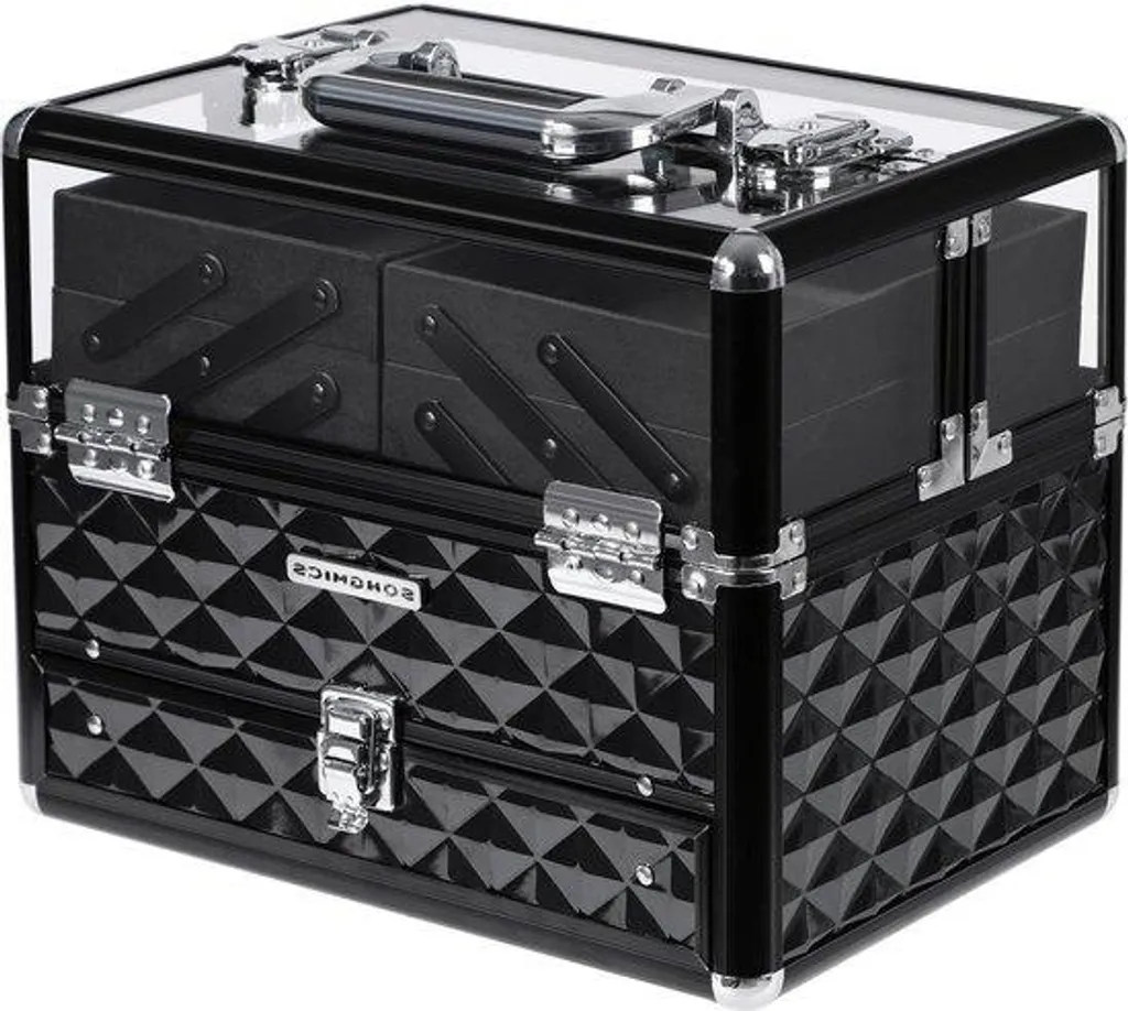 Organiseur de maquillage rigide 30 cm avec rangement XL en plexiglas