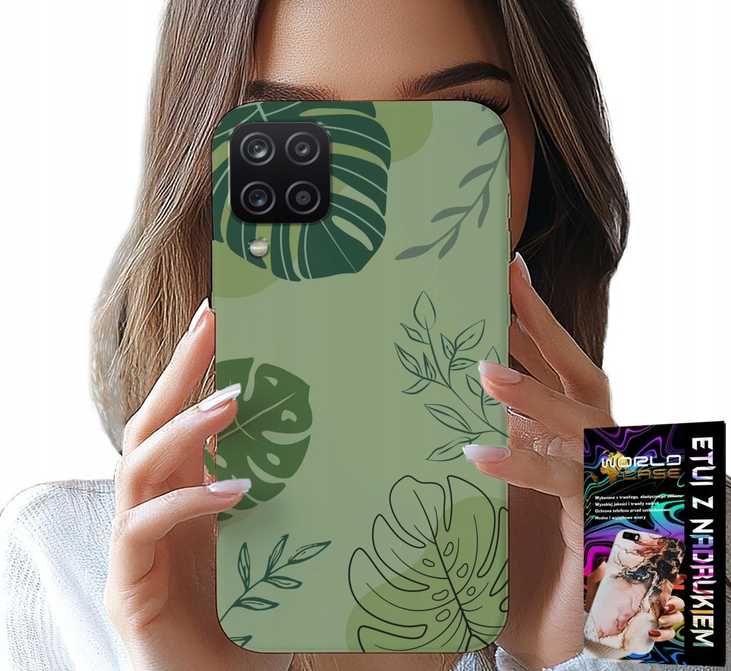 Fall Für Samsung Galaxy A22 5G - Grüne Blätter Floralen Muster Zurück
