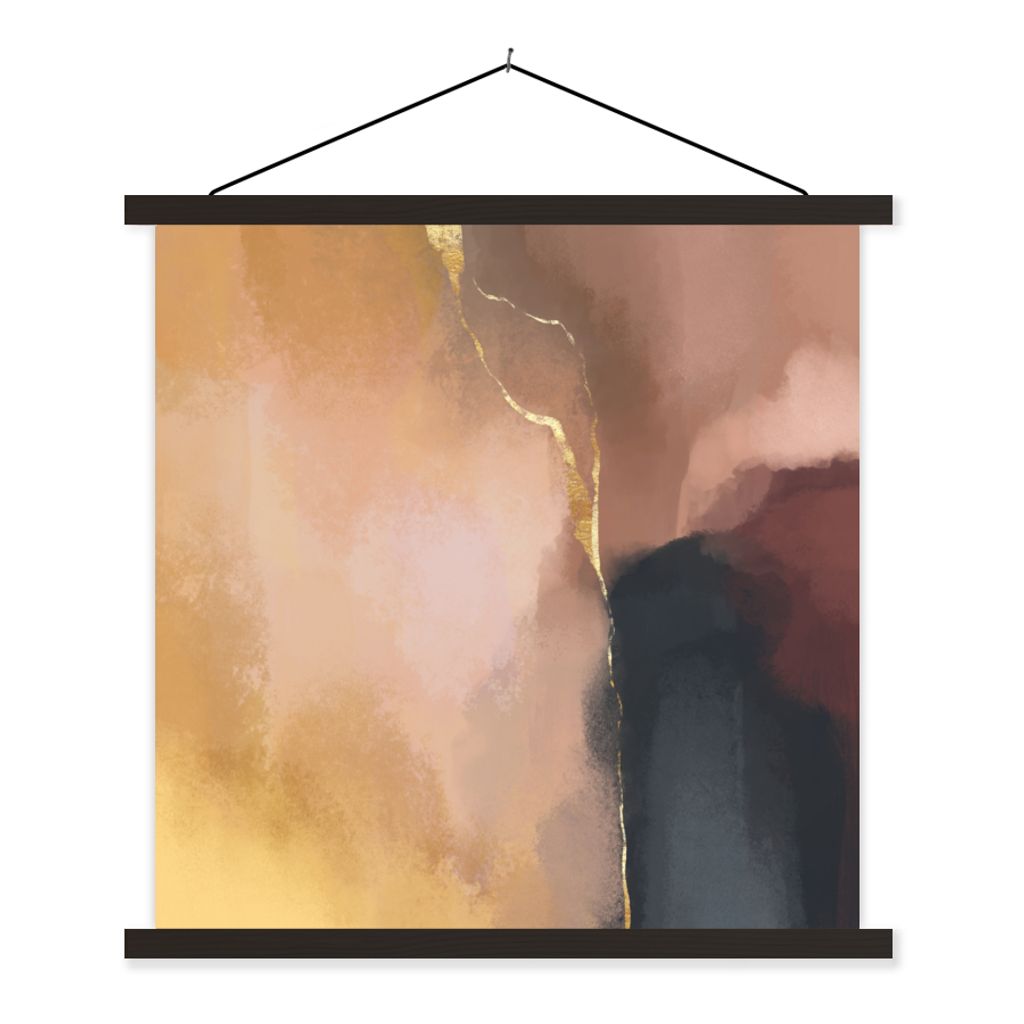 MuchoWow Textilposter Abstrakt - Malerei - Pastell 120x120 cm mit schwarzem Rahmen - Aufhängungsset