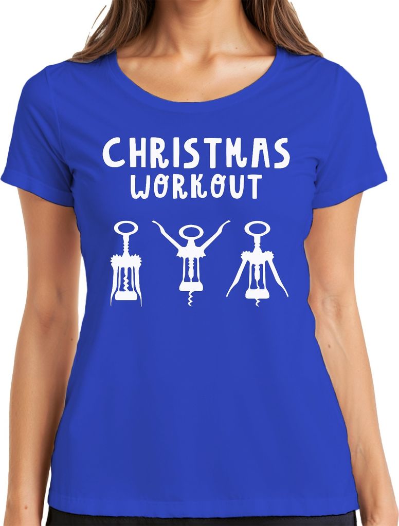 Christmas Workout Flaschenöffner Wein Winzer - Weihnachten Weihnachtsgeschenk Christmas Damen T-Shirt, Blau, L