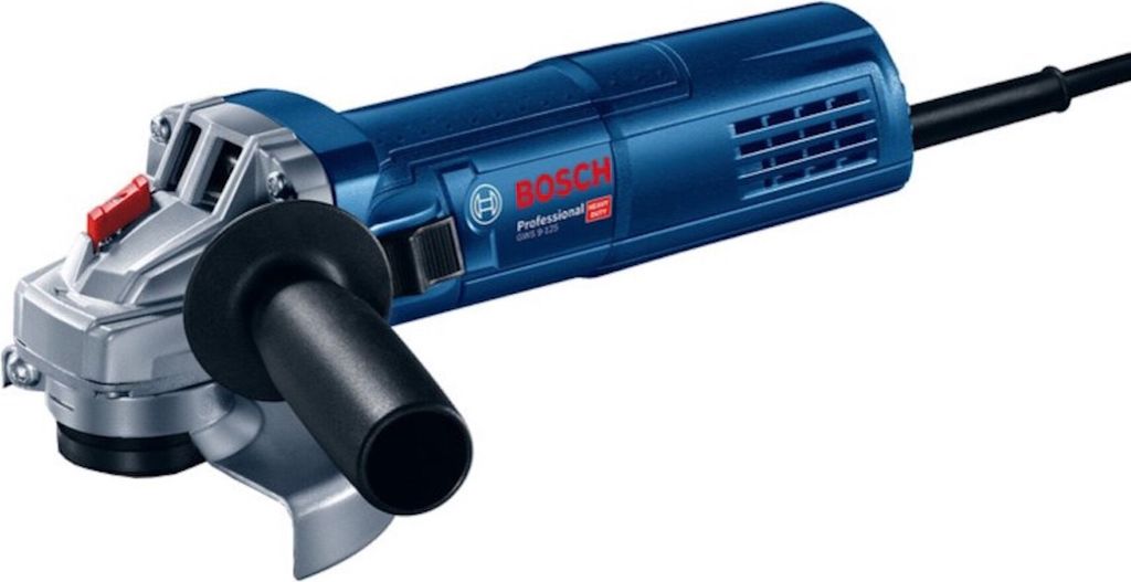A Bosch Professional angle grinder on a white background.