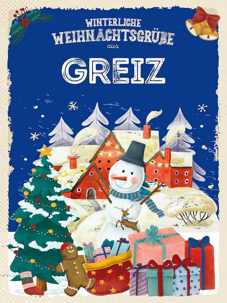 vianmo Holzschild 40x30 cm Weihnachtsgrüße aus GREIZ