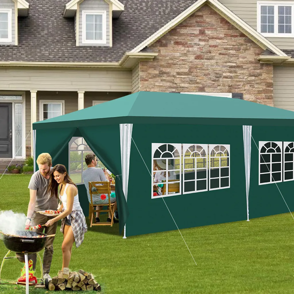 TolleTour gazebo da giardino - Tenda per feste robusta e di alta qualità con pergola verde 3x6m
