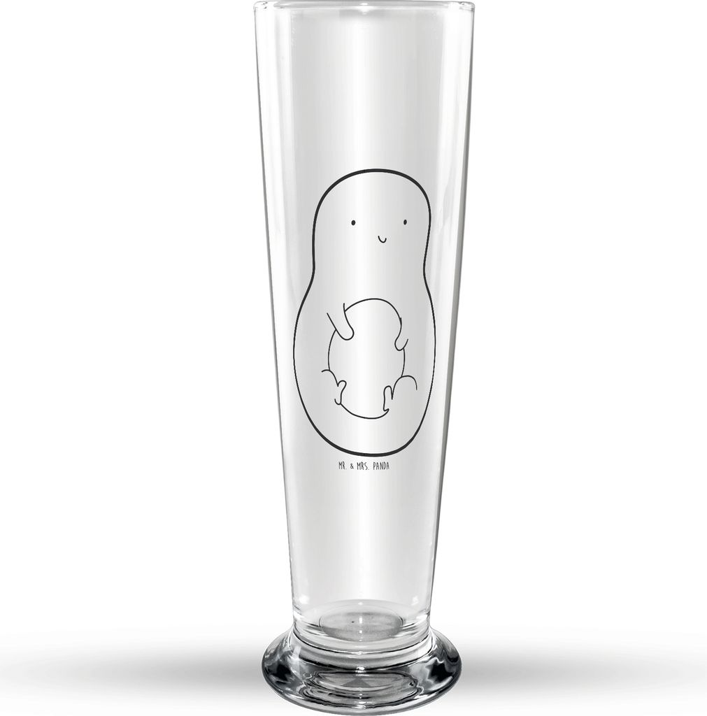 Mr. & Mrs. Panda Bierglas Avocado Kern - Transparent - Geschenk, glücklich, Pflanze, Glasbierglas, Avokado, Trinkglas, Veggie, Bierbecher, Bier Gl...