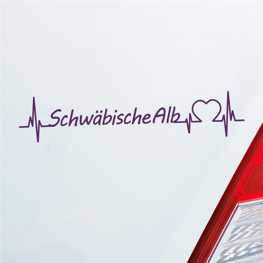 Auto Aufkleber Schwäbische Alb Puls Herzschlag mit Ferien Region Motiv 19x4 cm Lila Sticker Heckscheibenaufkleber